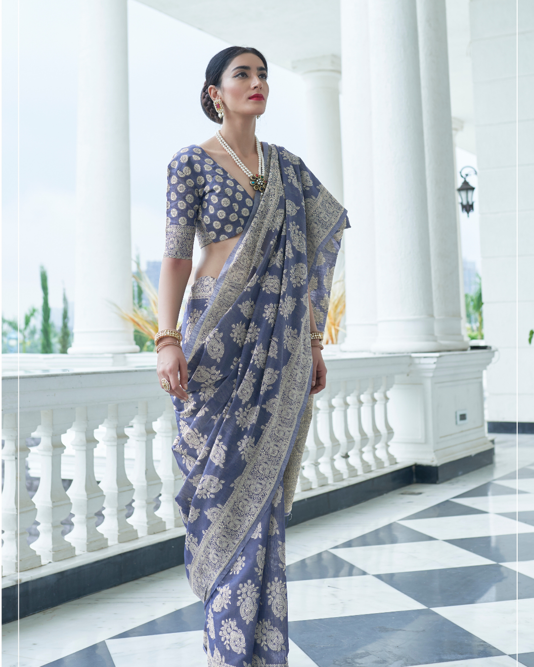 Helena Traditional Pure Soft Silk Sari With Attached Blouse