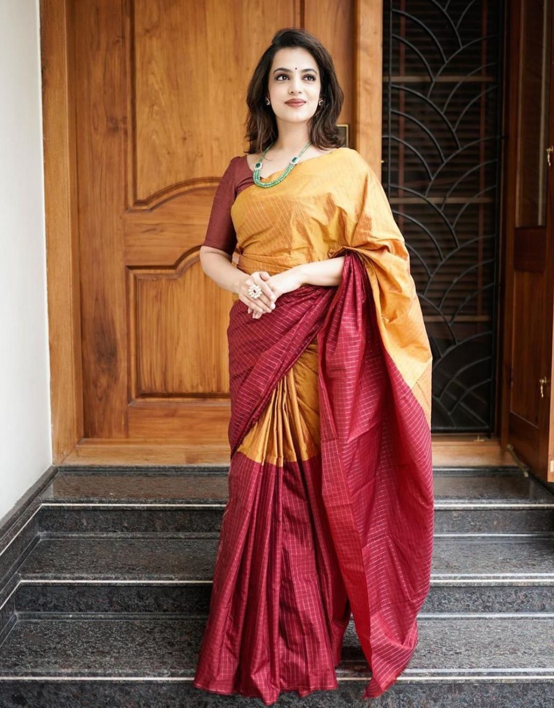 Surya Yellow-Red Soft Silk Saree