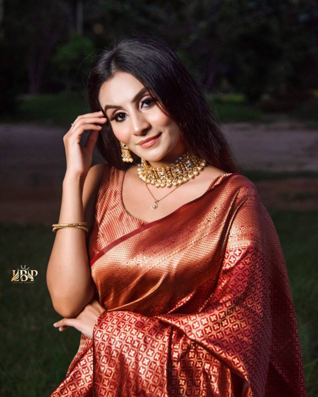 RED KANCHIPURAM TRADITIONAL SOFT SILK SAREE WITH ATTACHED BLOUSE