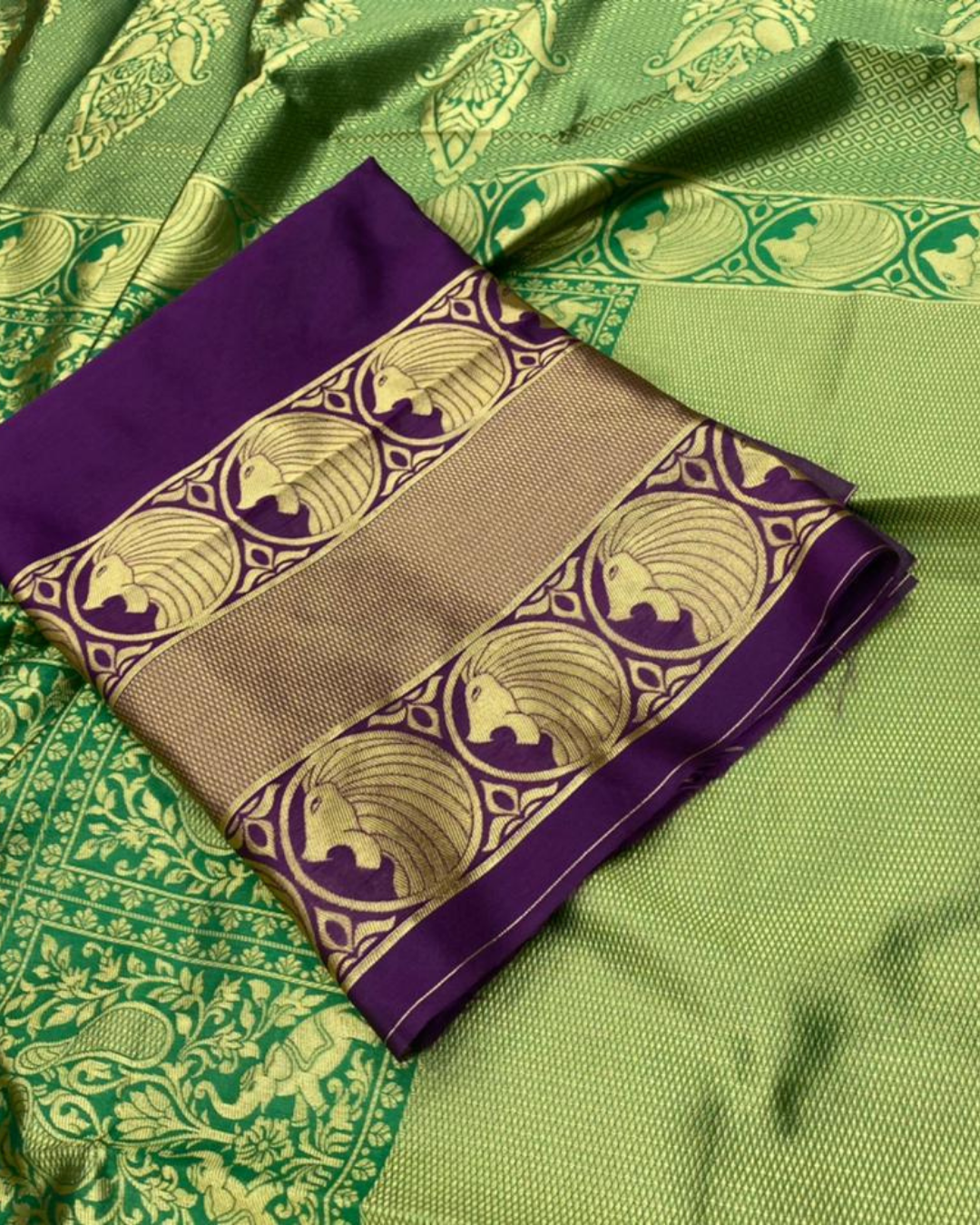 Hetavi Green Wine Traditional Pure Soft Silk Sari With Attached Blouse