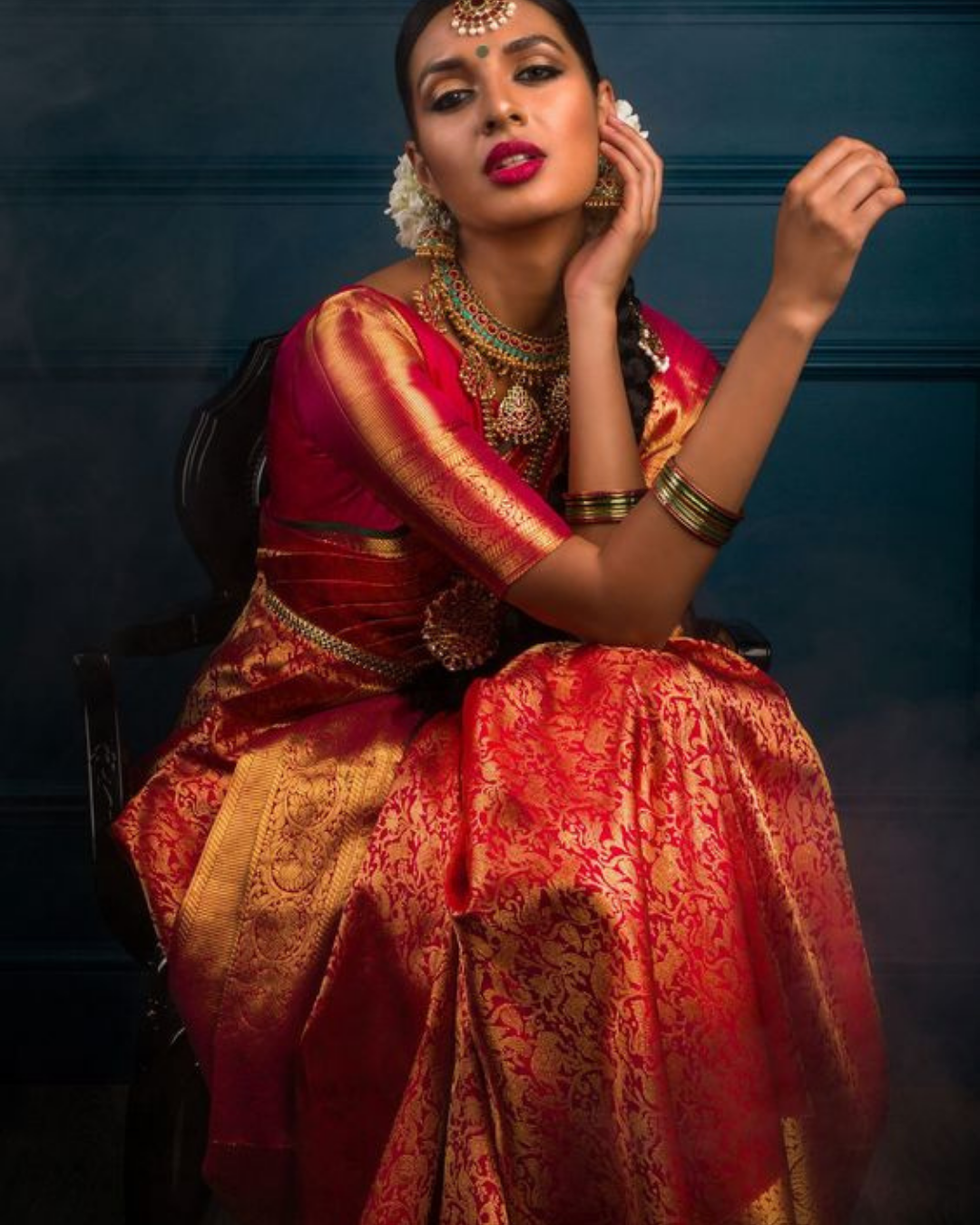 Riya Red Banarasi Silk Saree