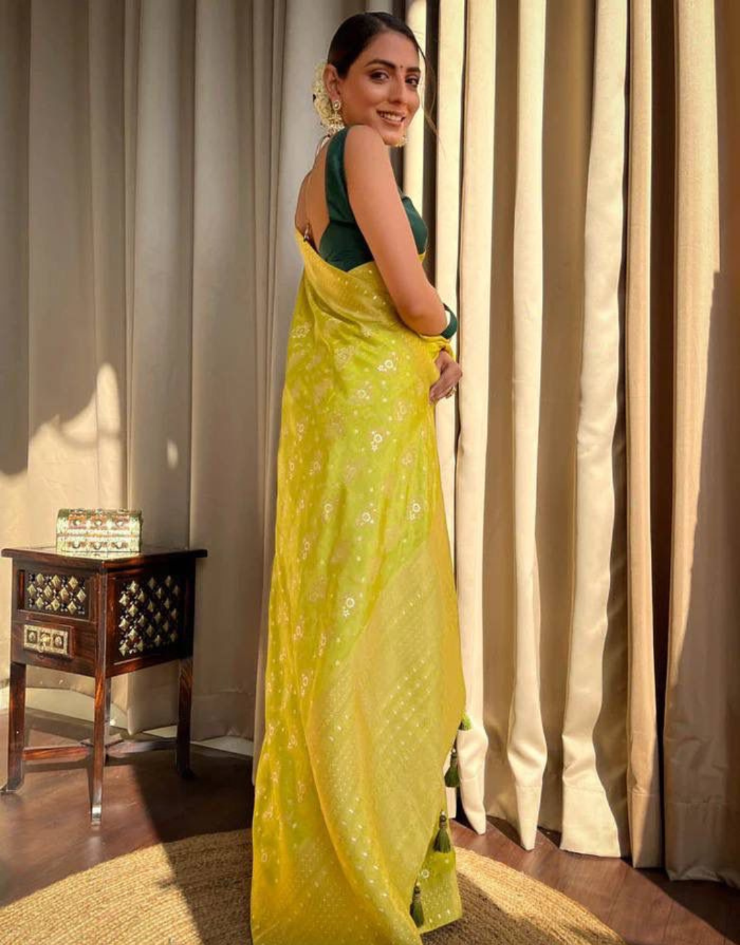 Pooja Yellow Banarasi saree