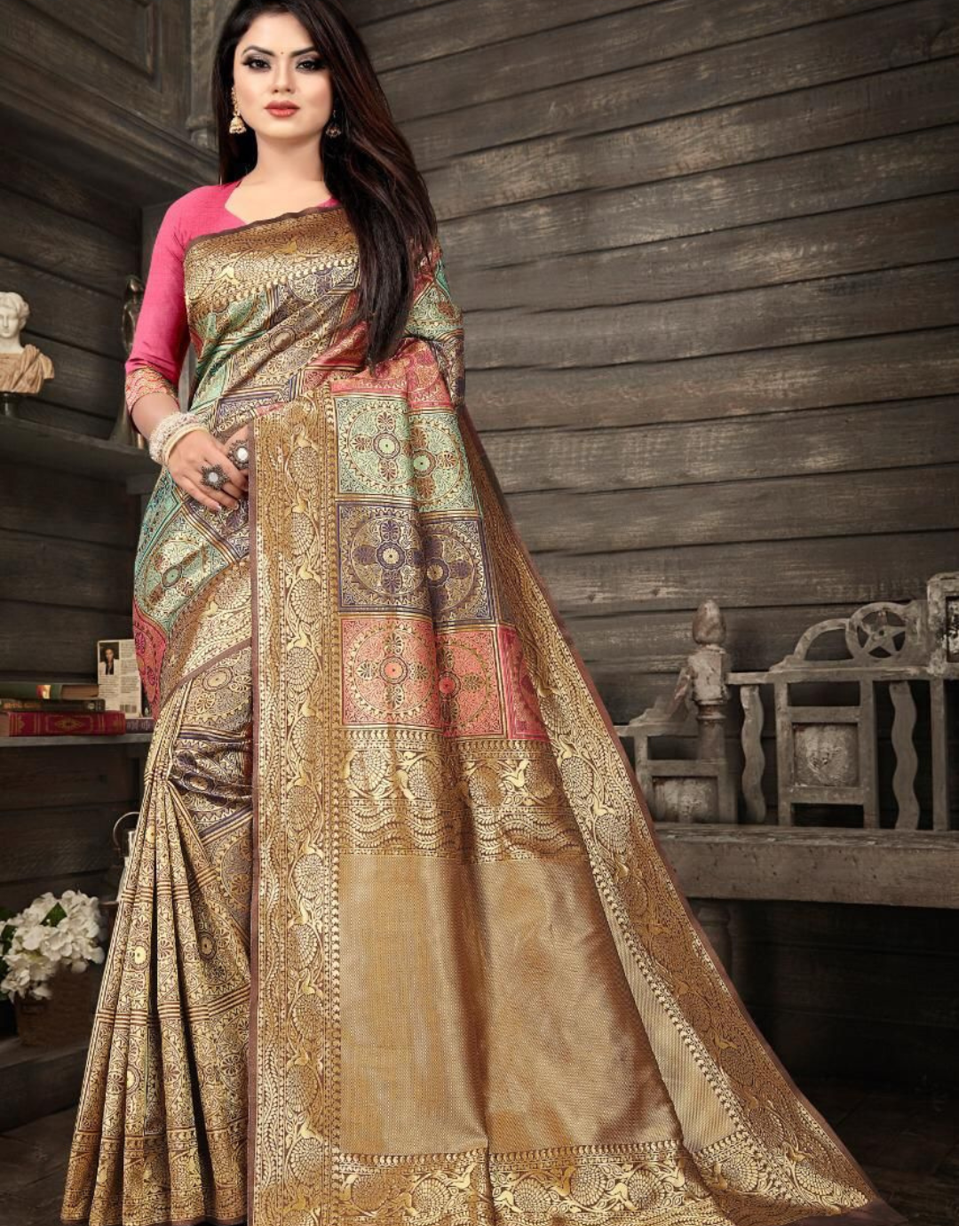 Navya Beige Kanchipuram Silk Saree