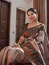 Aabha Dark Grey-Green Soft Silk Saree 