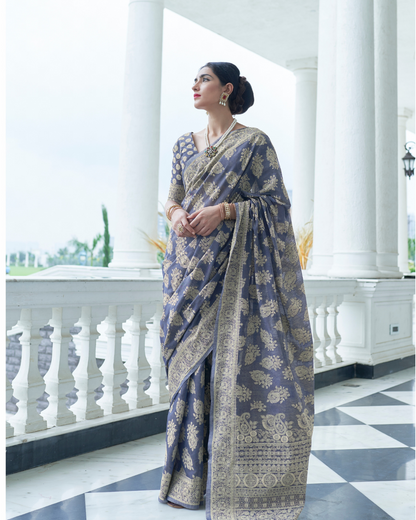 Helena Traditional Pure Soft Silk Sari With Attached Blouse