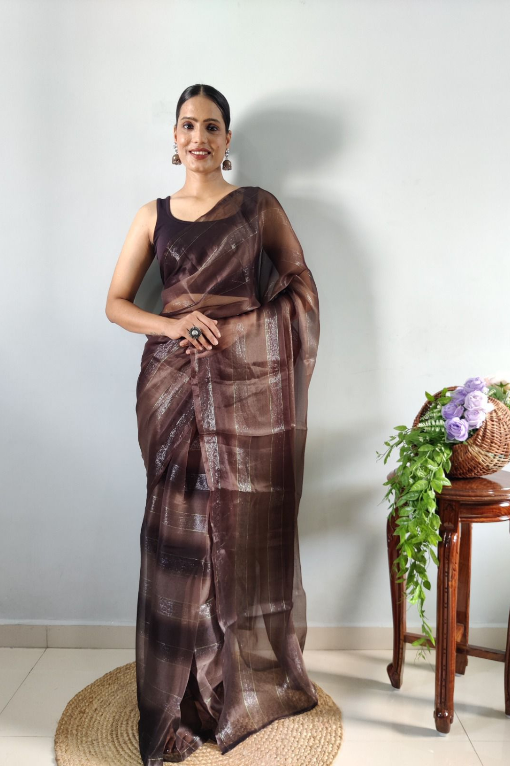 Jenni Deep Coffee Ready To Wear Saree