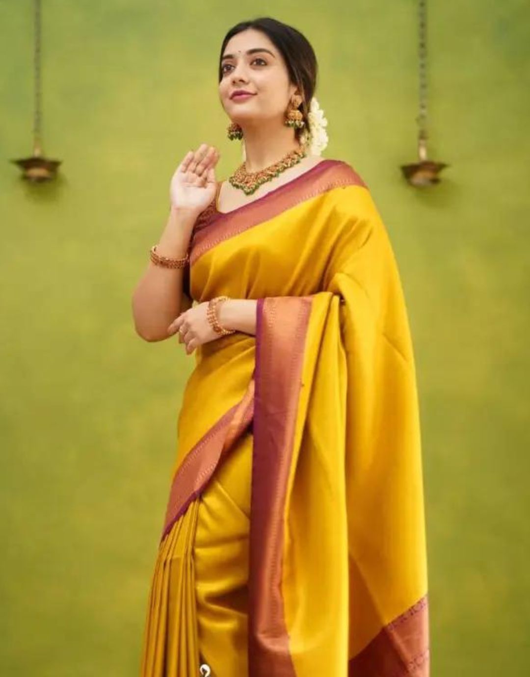 Aastha Yellow Kanchipuram Silk Saree