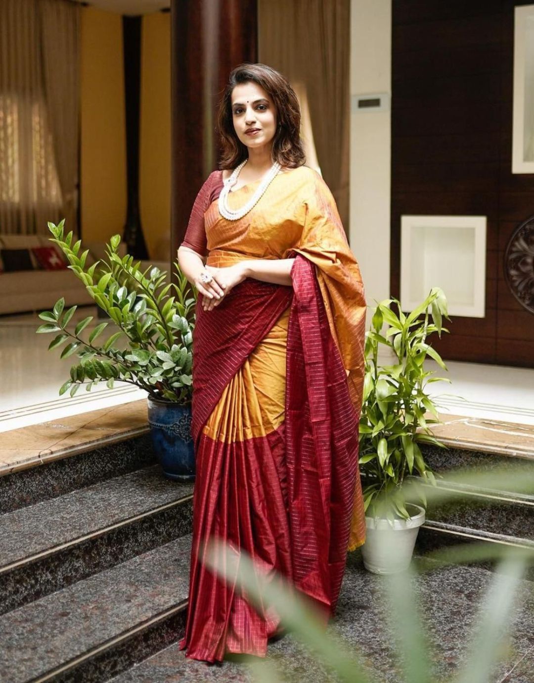 Surya Yellow-Red Soft Silk Saree