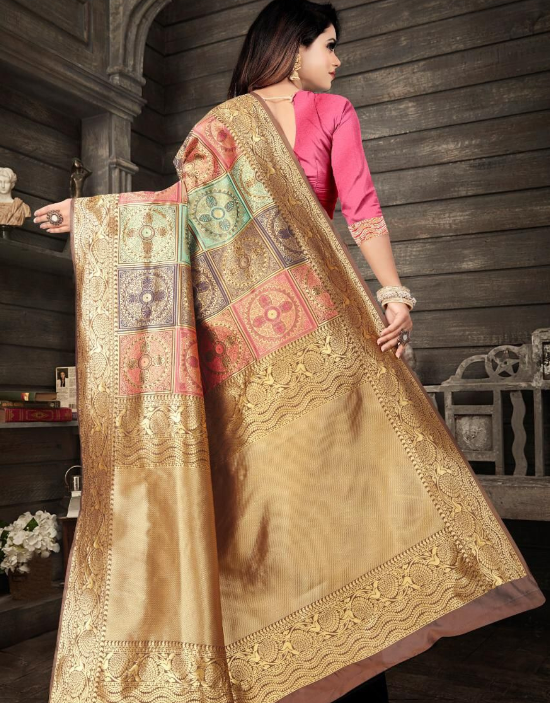 Navya Beige Kanchipuram Silk Saree