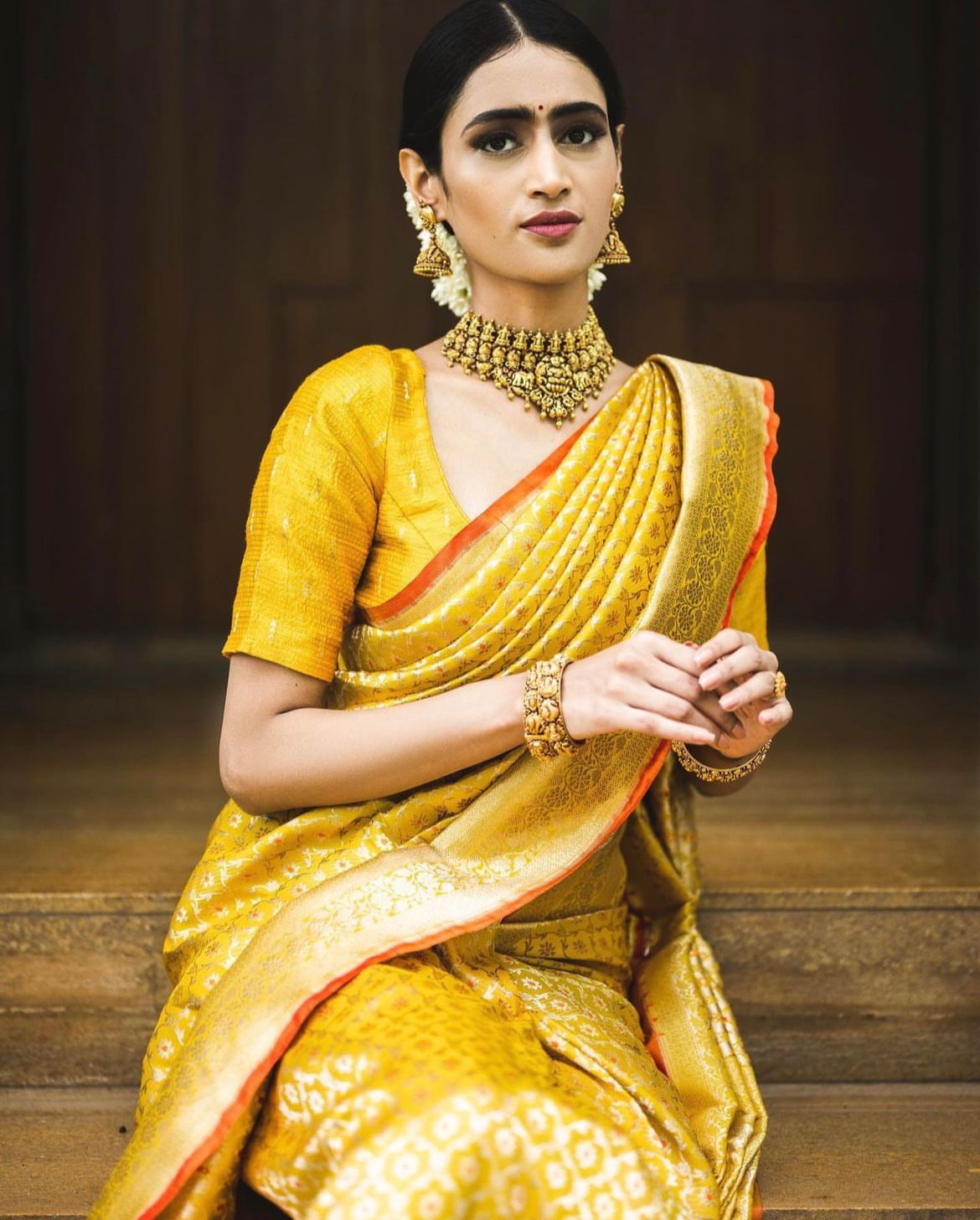 Trisha Yellow Traditional Silk Saree With Attached Blouse