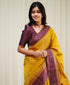 Yellow Purple Vel Traditional Silk Saree With Attached Blouse