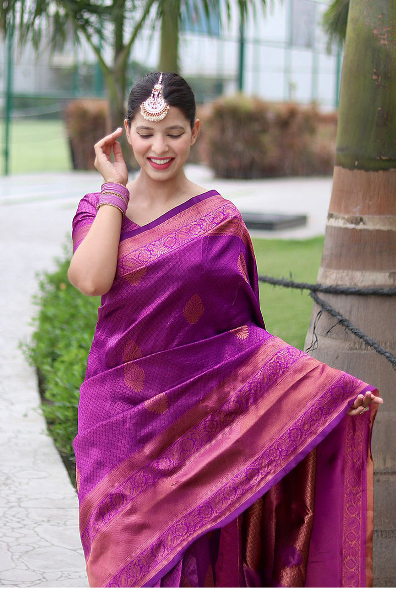 Malika Wine Soft Banarasi Silk Saree With Sizzling Blouse