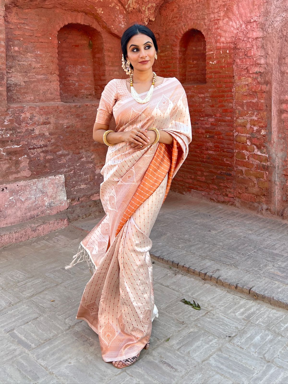 Kaveri Off White Soft Silk Saree With Cynosure Blouse