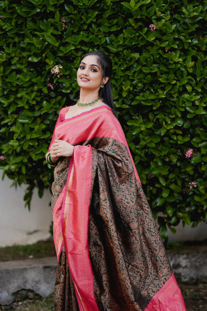 Priya Green Soft Banarasi Traditional Silk Saree With Attached Blouse