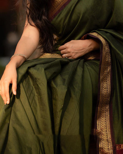 Bhavna  Green Soft Silk Banarasi Saree