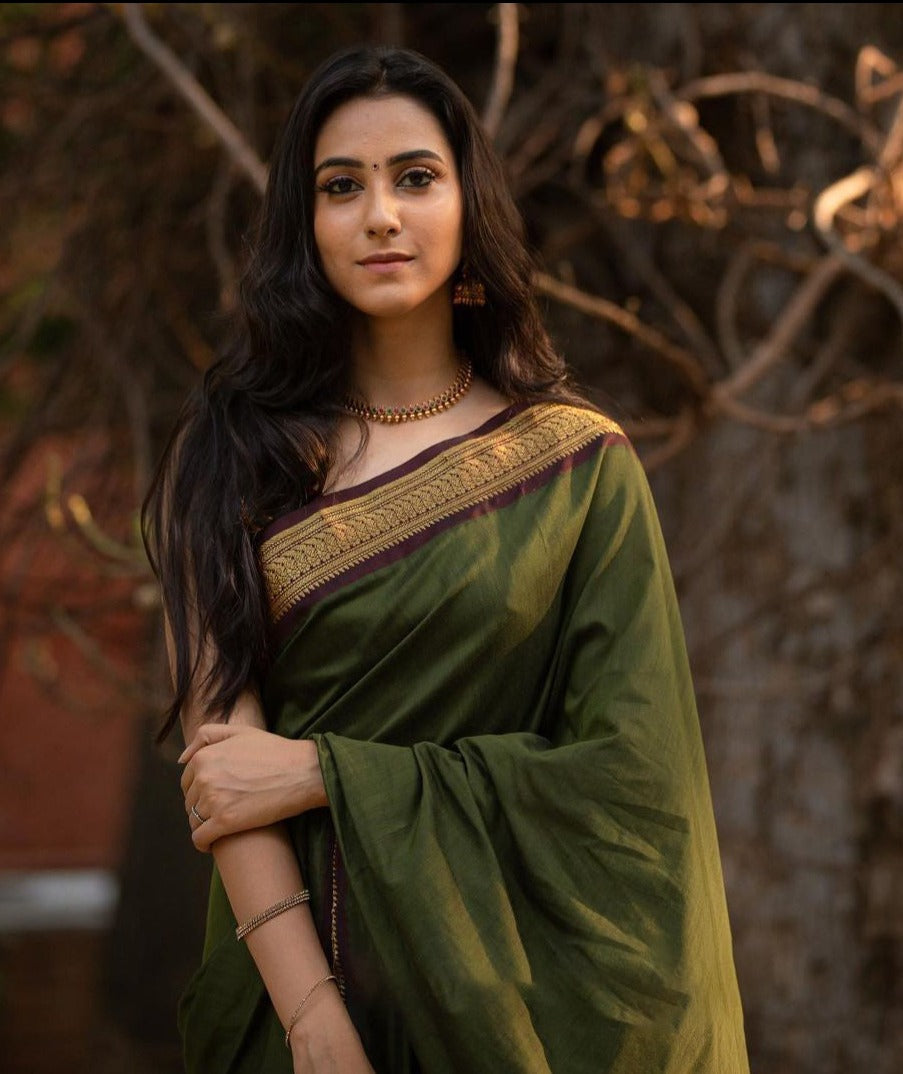 Bhavna  Green Soft Silk Banarasi Saree