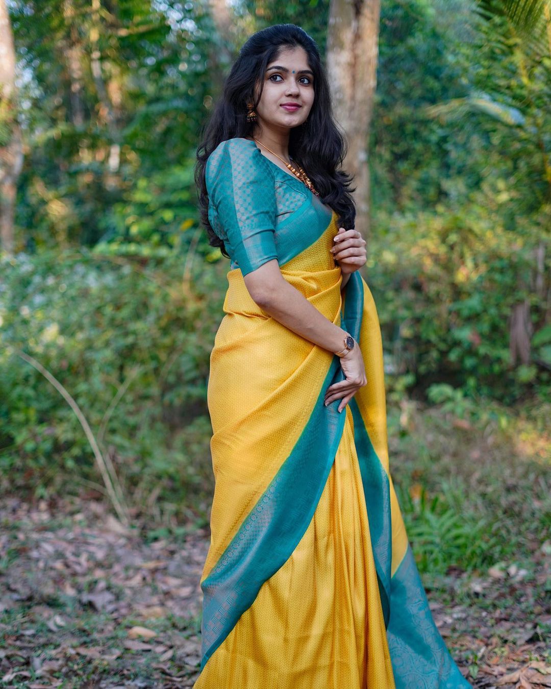 Kavya Yellow Traditional Silk Saree With Attached Blouse