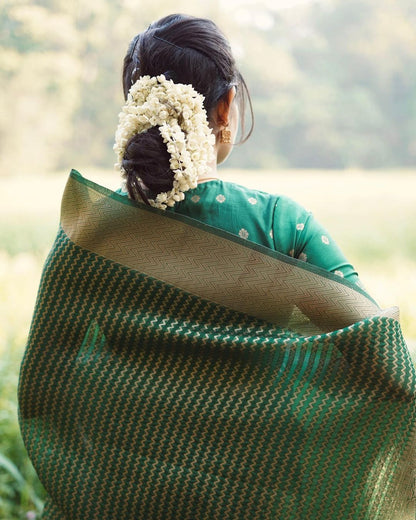 Seema Green Soft Silk Saree With Angelic Blouse Piece