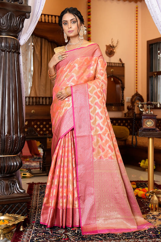 Neesha Pink Organza Silk Saree With Fantabulous Blouse