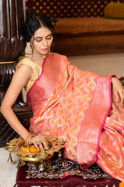 Neesha Pink Organza Silk Saree With Fantabulous Blouse