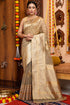 Jaya Beige Organza Silk Saree With Appealing Blouse 