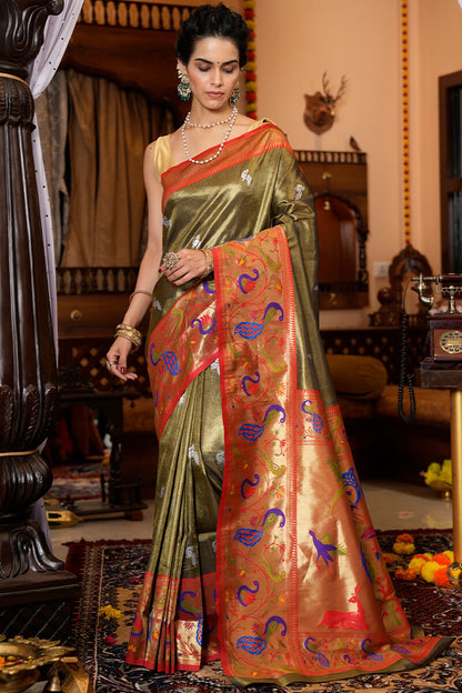 Neeva Green Paithani Silk Saree With Super Classy Blouse 