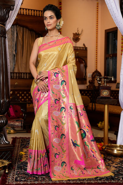 Neeva Yellow Paithani Silk Saree With Elegant Blouse 