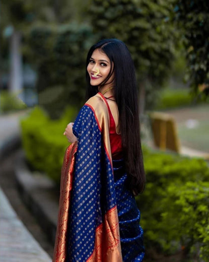  Royal Blue Banarasi Silk Saree