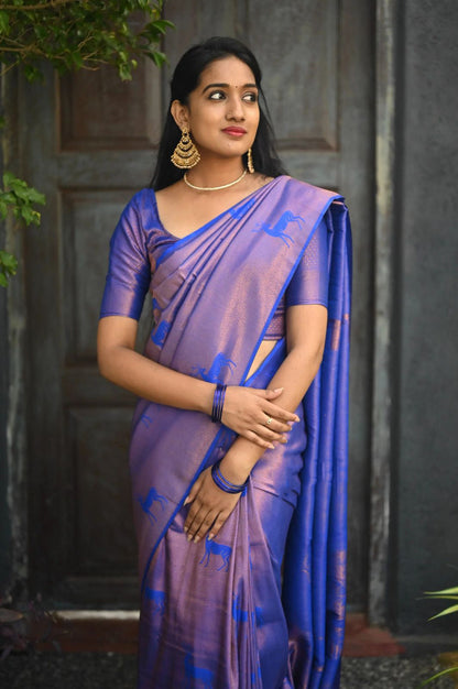 Rani Royal Blue  Soft Silk Saree With Nemesis Blouse 