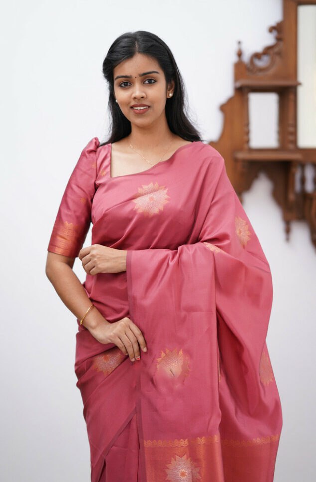 Neha Pink Soft Silk Saree With Blouse