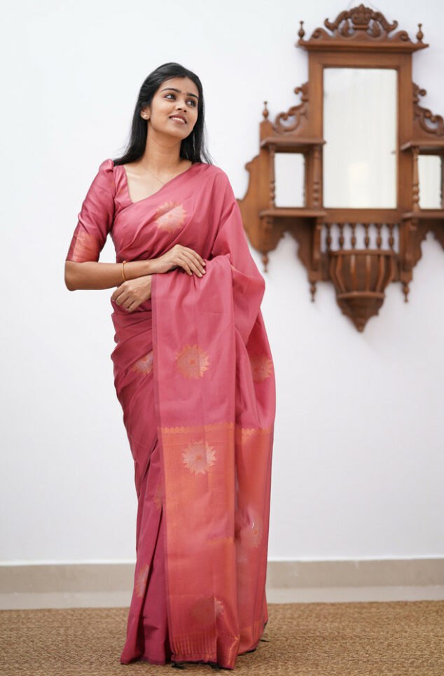 Neha Pink Soft Silk Saree With Blouse