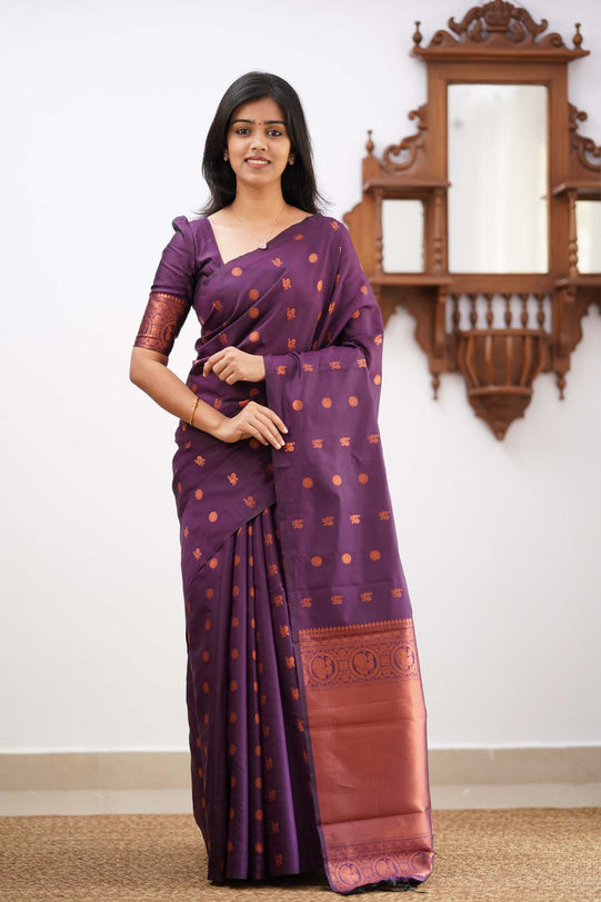 Jigisha Purple Soft Silk Saree With Stylish Blouse Piece