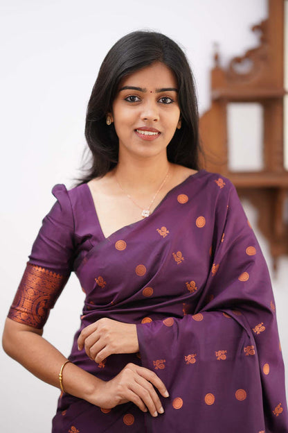 Jigisha Purple Soft Silk Saree With Stylish Blouse Piece