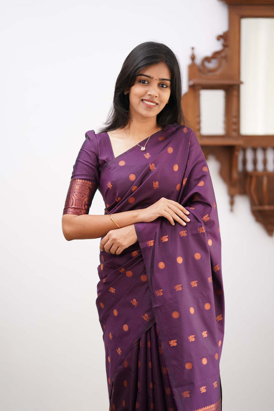 Jigisha Purple Soft Silk Saree With Stylish Blouse Piece