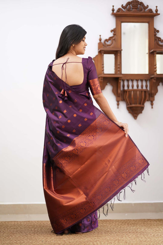 Jigisha Purple Soft Silk Saree With Stylish Blouse Piece