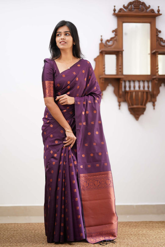 Jigisha Purple Soft Silk Saree With Stylish Blouse Piece