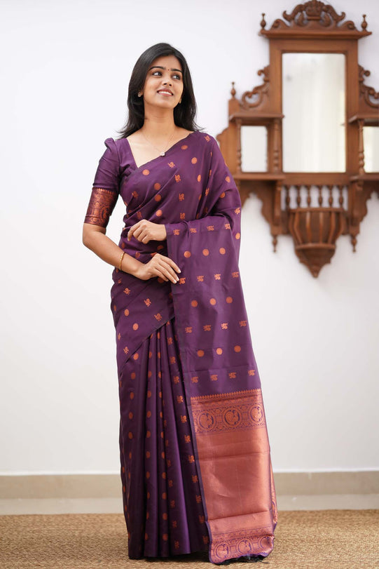 Jigisha Purple Soft Silk Saree With Stylish Blouse Piece