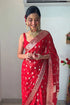 Meera 1-Minute Ready To Wear Red Cotton Silk Saree