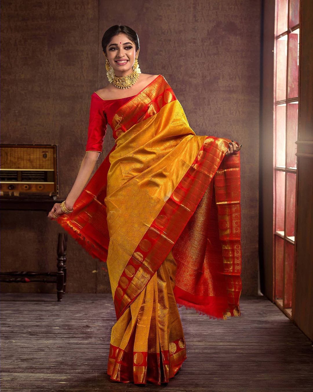 Aaradhya Yellow Soft Banarasi Silk Saree With Attached Blouse