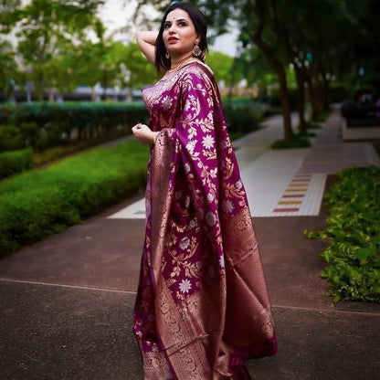 Mitali Purple Banarasi Silk Saree With Impressive Blouse 