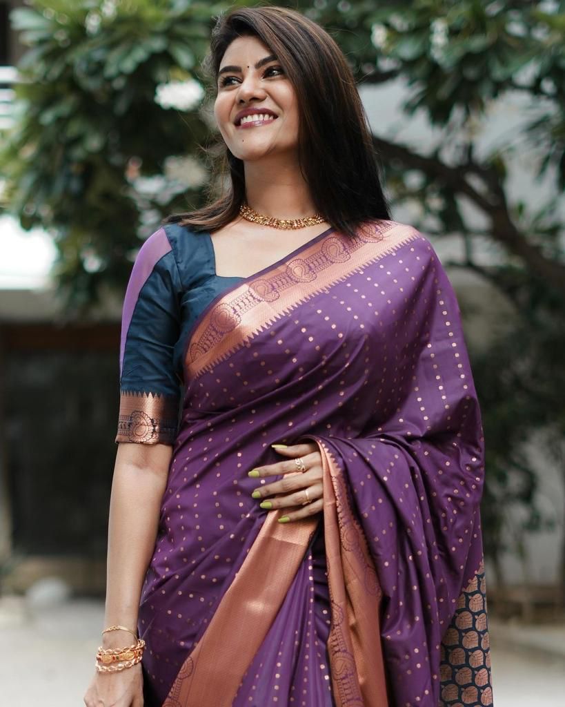 Nisha Purple Banarasi Saree  