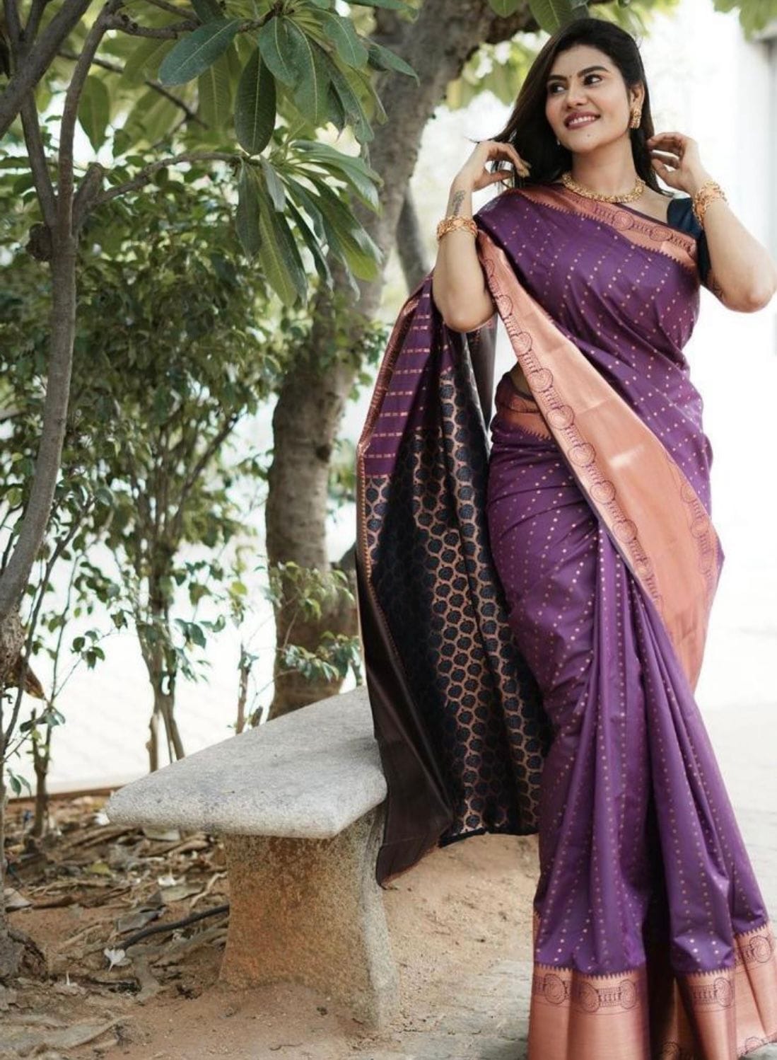 Nisha Purple Banarasi Saree  