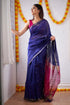 Freya Navy Blue-Pink Cotton Silk Saree