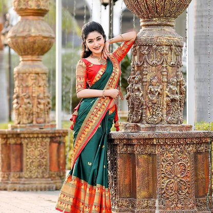 Priya Dark Green Soft Silk Saree 