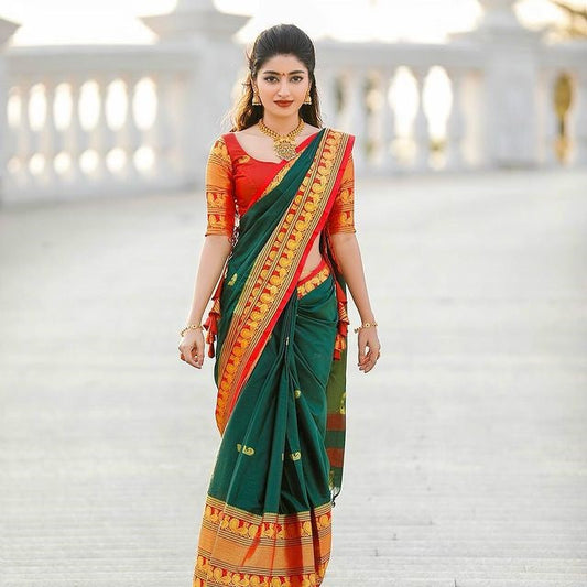 Priya Dark Green Soft Silk Saree 