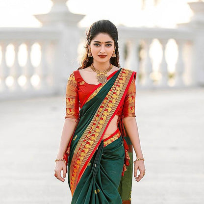 Priya Dark Green Soft Silk Saree 