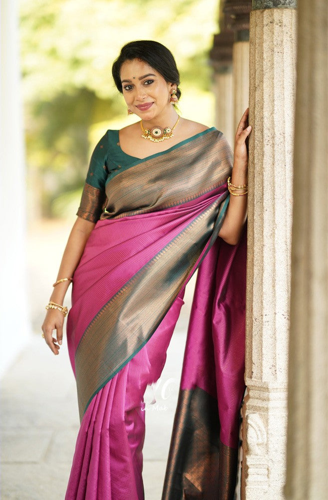 Urvashi Dark Pink Soft Silk Saree 