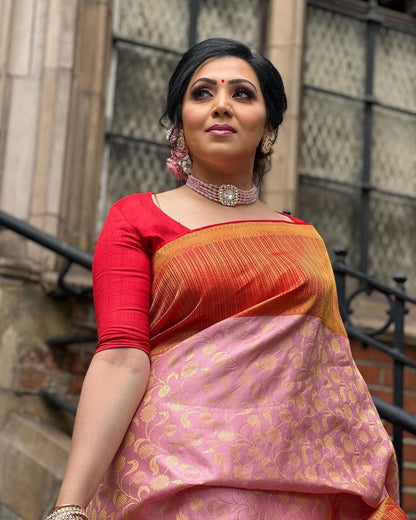 Maya Peach Banarasi Saree