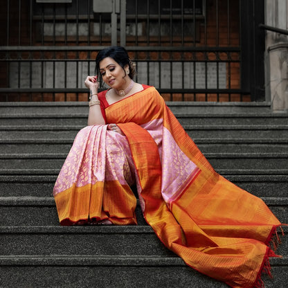 Maya Peach Banarasi Saree