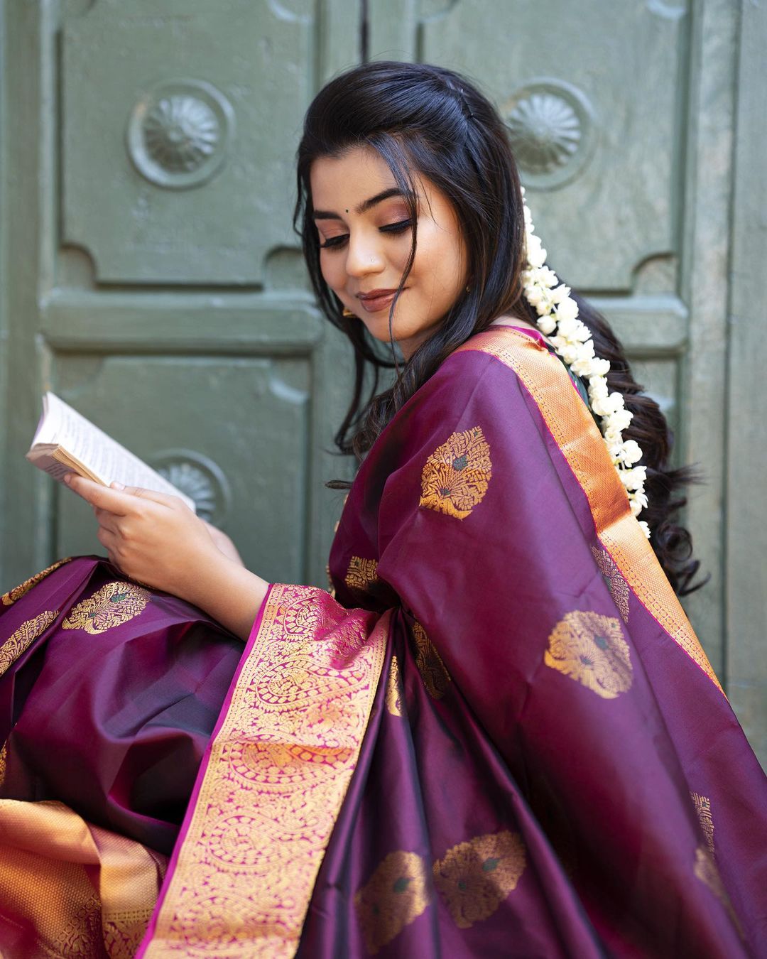 Priya Wine Soft Banarasi Silk Saree With Adorable Blouse Piece